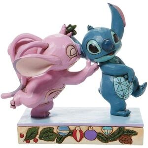 Jim Shore Disney Traditions ANGEL AND STITCH MISTLETOE KISSES Figurine